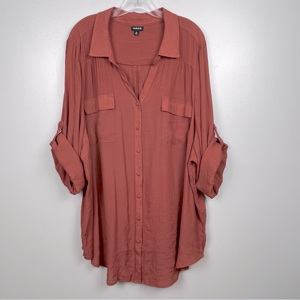 Torrid Dusty Rose Button-Front Blouse